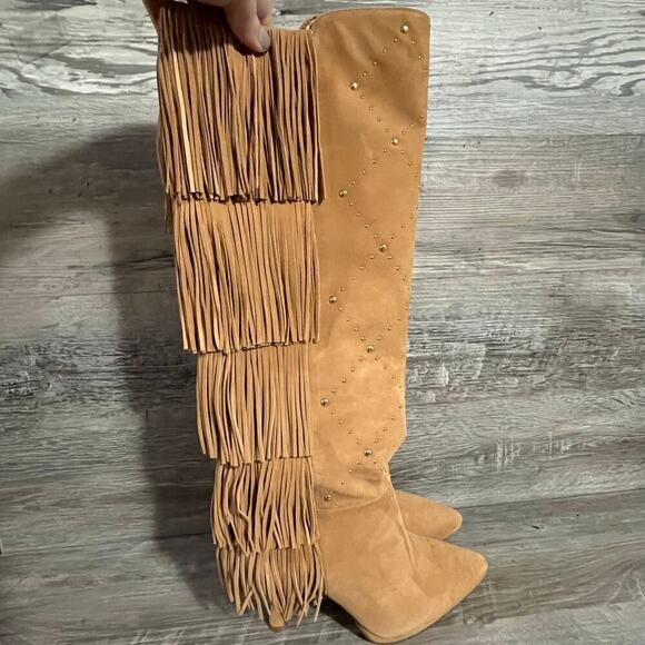 Vince Camuto Panaryaz Knee High Fringe Boots 7M - Picture 6 of 16